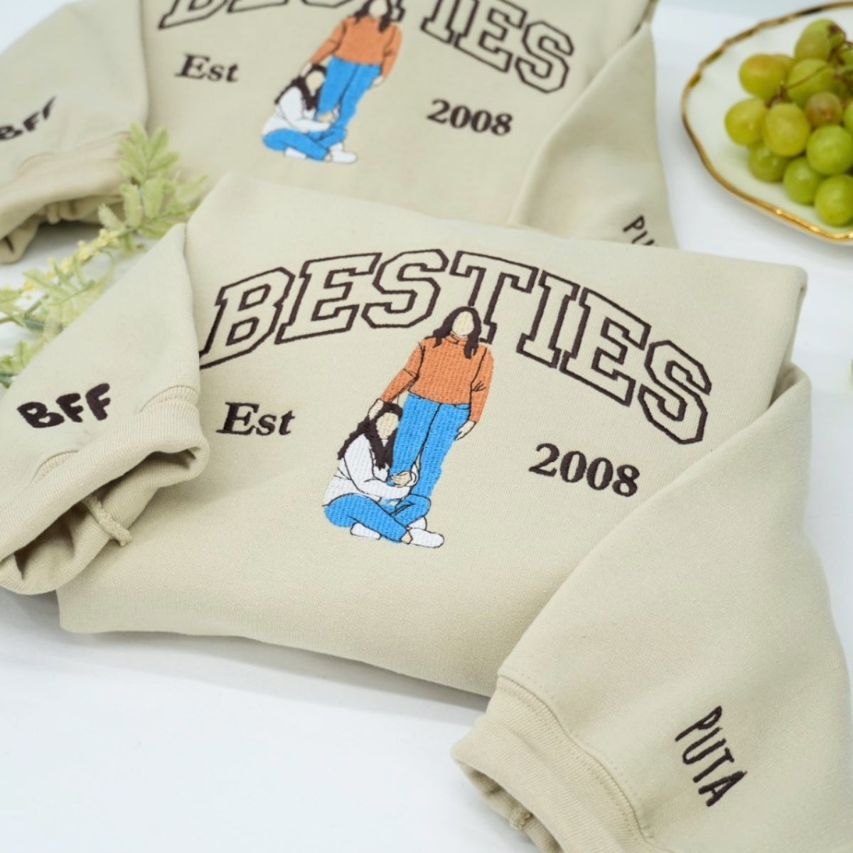 Individuell bestickte Engel- und Dämonenkatze-Kapuzenpullover für Paare