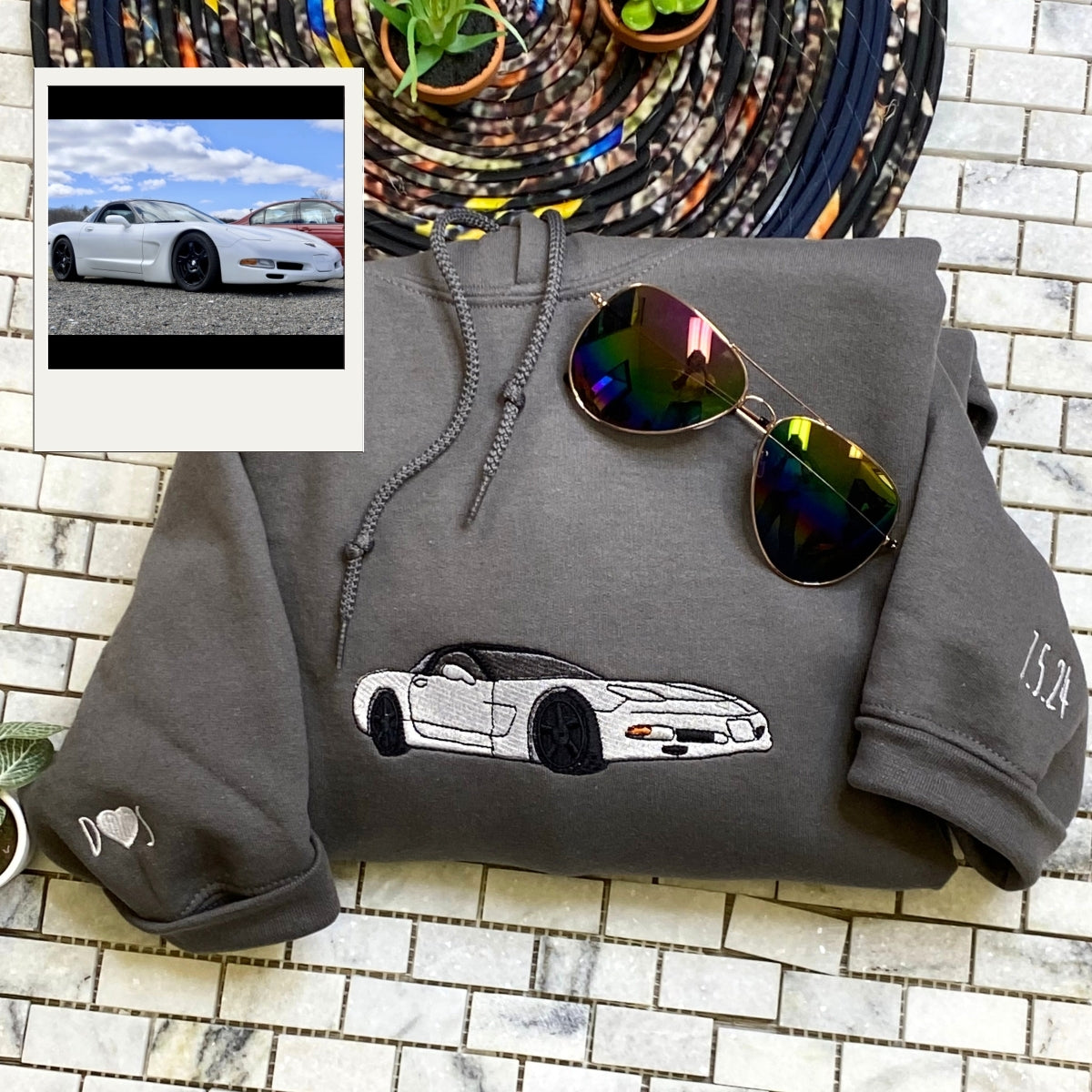 Individuell bestickte Engel- und Dämonenkatze-Kapuzenpullover für Paare