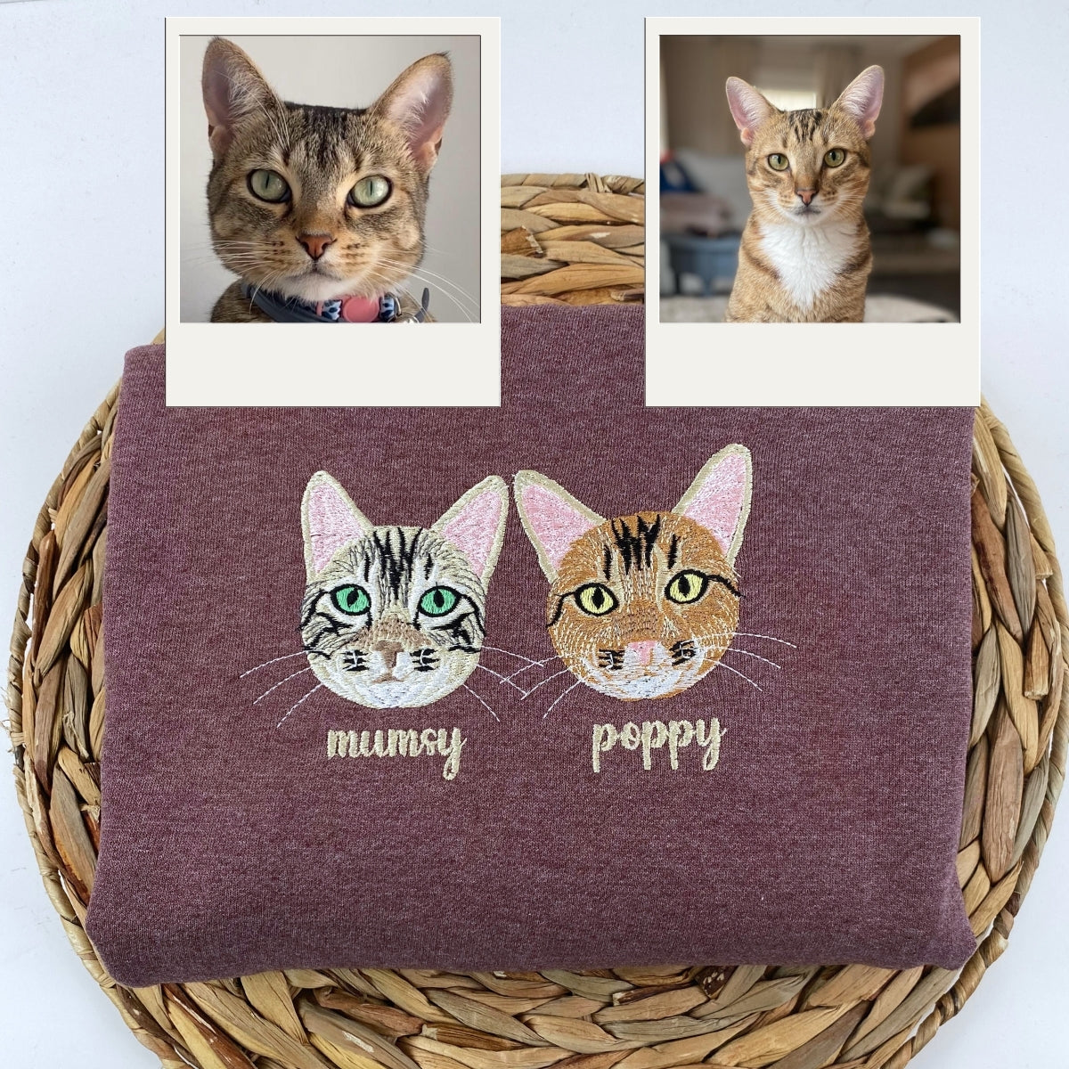 Individuell bestickte Engel- und Dämonenkatze-Kapuzenpullover für Paare