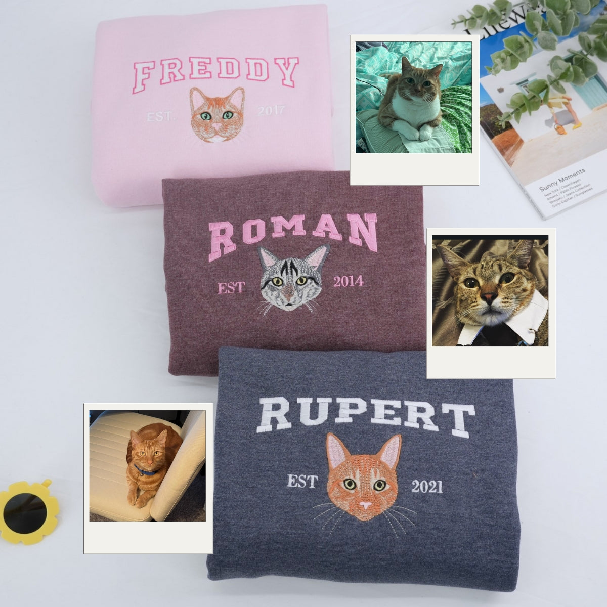 Individuell bestickte Engel- und Dämonenkatze-Kapuzenpullover für Paare