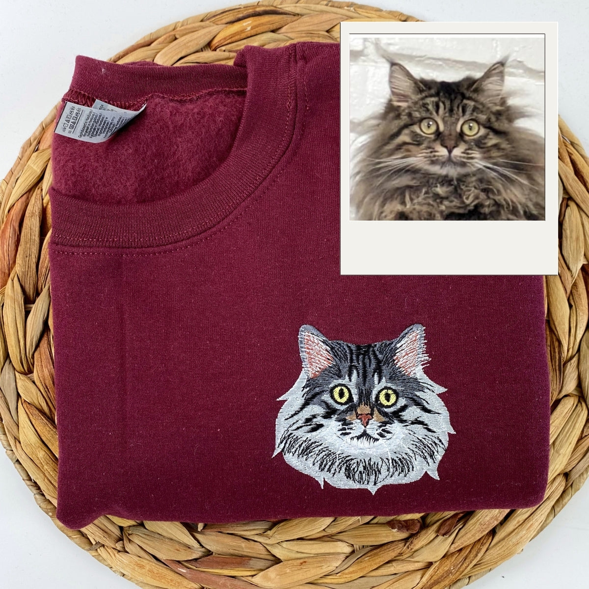 Custom Cat Portrait Hoodies - Personalized Cat Face Embroidery Sweatshirts - Perfect Cat Mom Gift