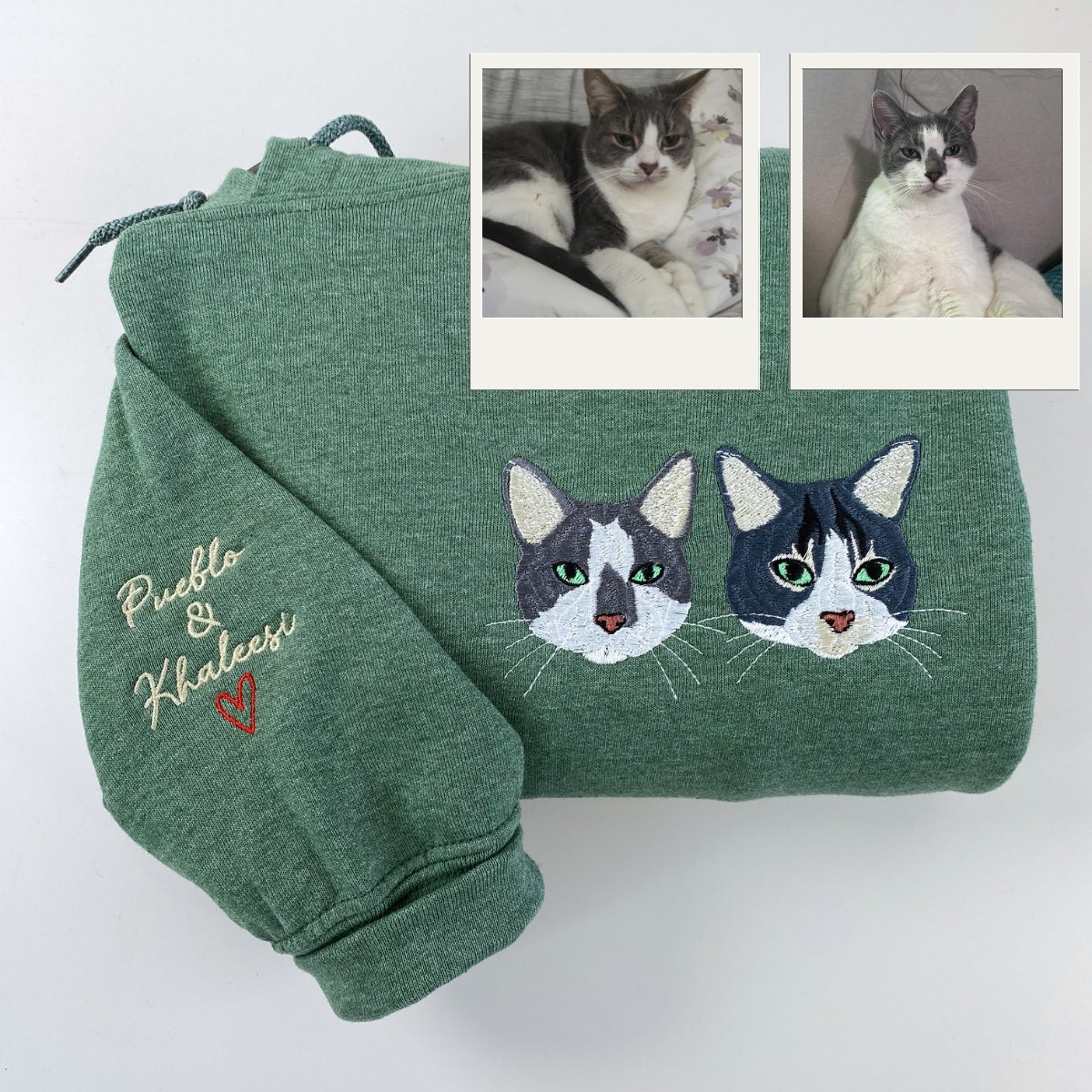 Individuell bestickte Engel- und Dämonenkatze-Kapuzenpullover für Paare