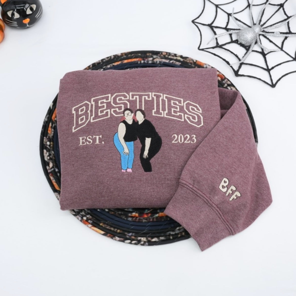 Individuell bestickte Engel- und Dämonenkatze-Kapuzenpullover für Paare