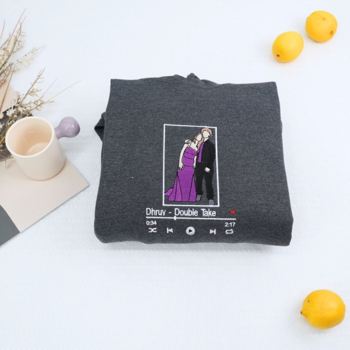 Individuell bestickte Engel- und Dämonenkatze-Kapuzenpullover für Paare