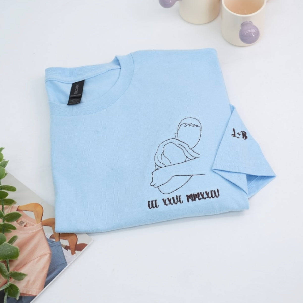 Individuell bestickte Engel- und Dämonenkatze-Kapuzenpullover für Paare