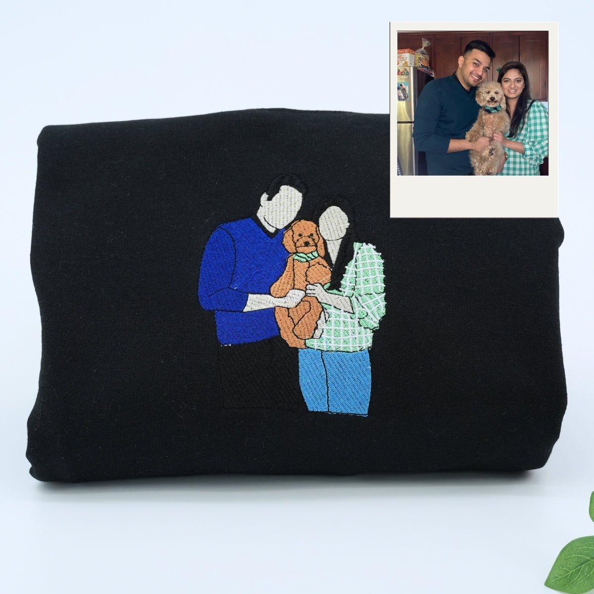 Custom Couple Portrait Hoodies - Anniversary Embroidered Sweatshirts - Personalized Roman Numeral Date Gift