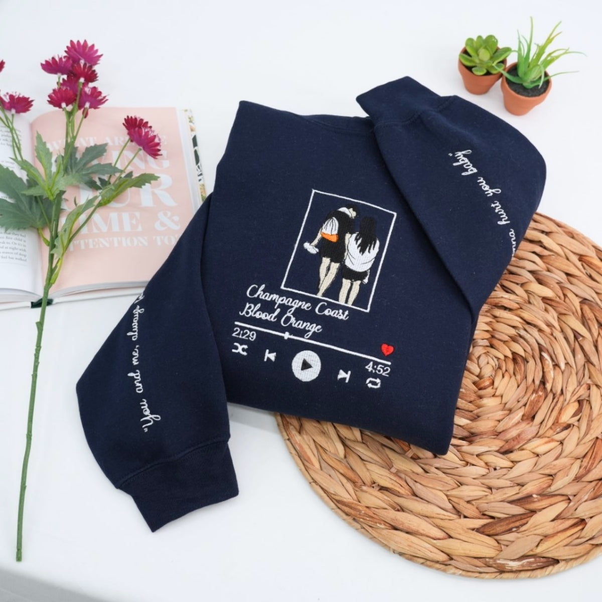 Individuell bestickte Engel- und Dämonenkatze-Kapuzenpullover für Paare