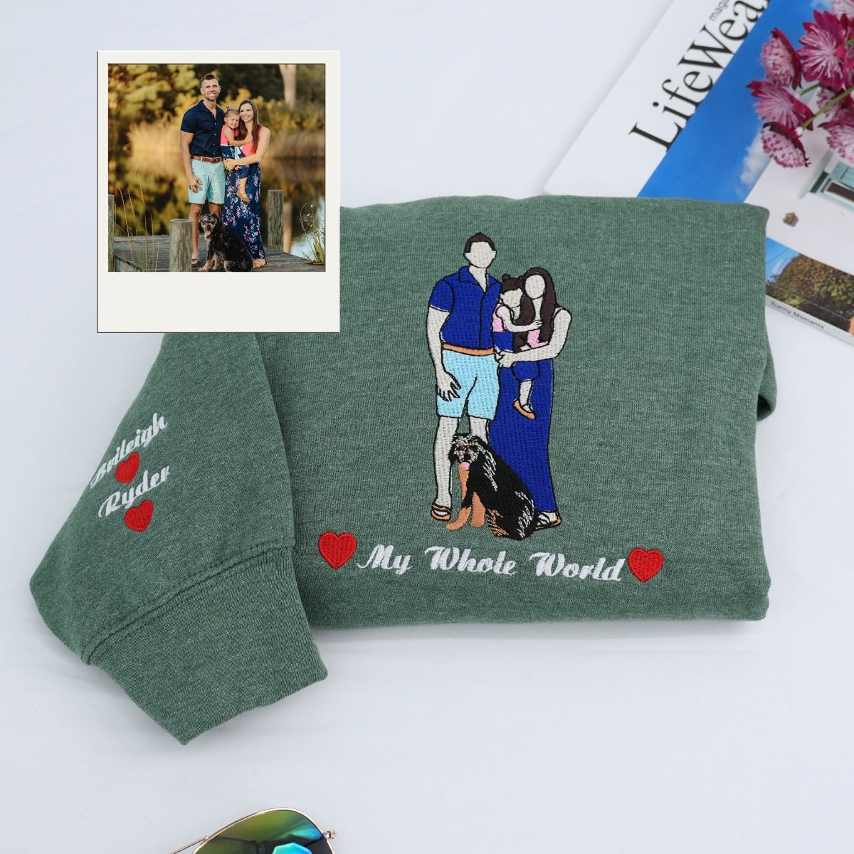 Custom Couple Portrait Hoodies - Photo to Embroidery Sweatshirts - Personalized Matching Anniversary Gift