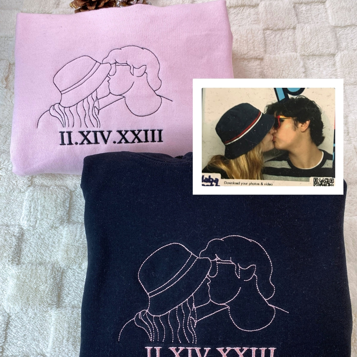 Individuell bestickte Engel- und Dämonenkatze-Kapuzenpullover für Paare