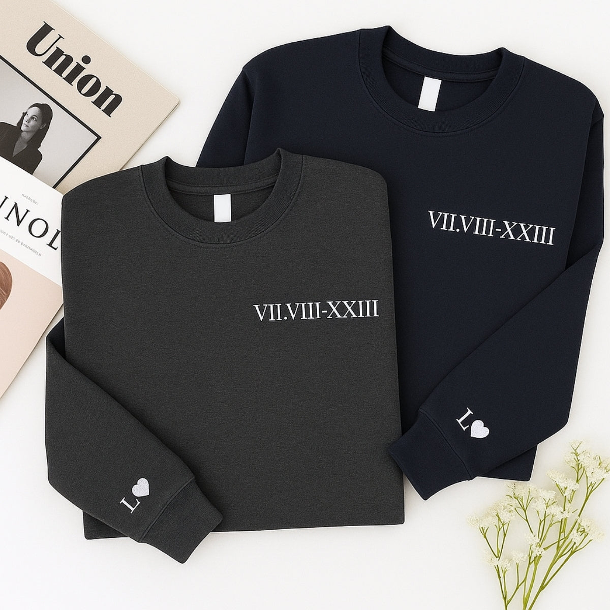 Individuell bestickte Engel- und Dämonenkatze-Kapuzenpullover für Paare