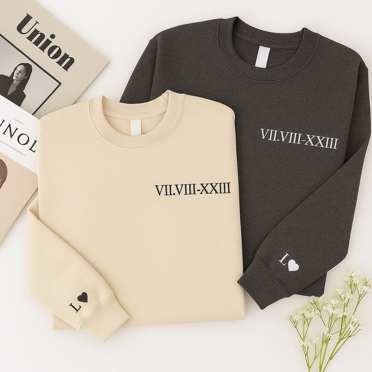 Individuell bestickte Engel- und Dämonenkatze-Kapuzenpullover für Paare