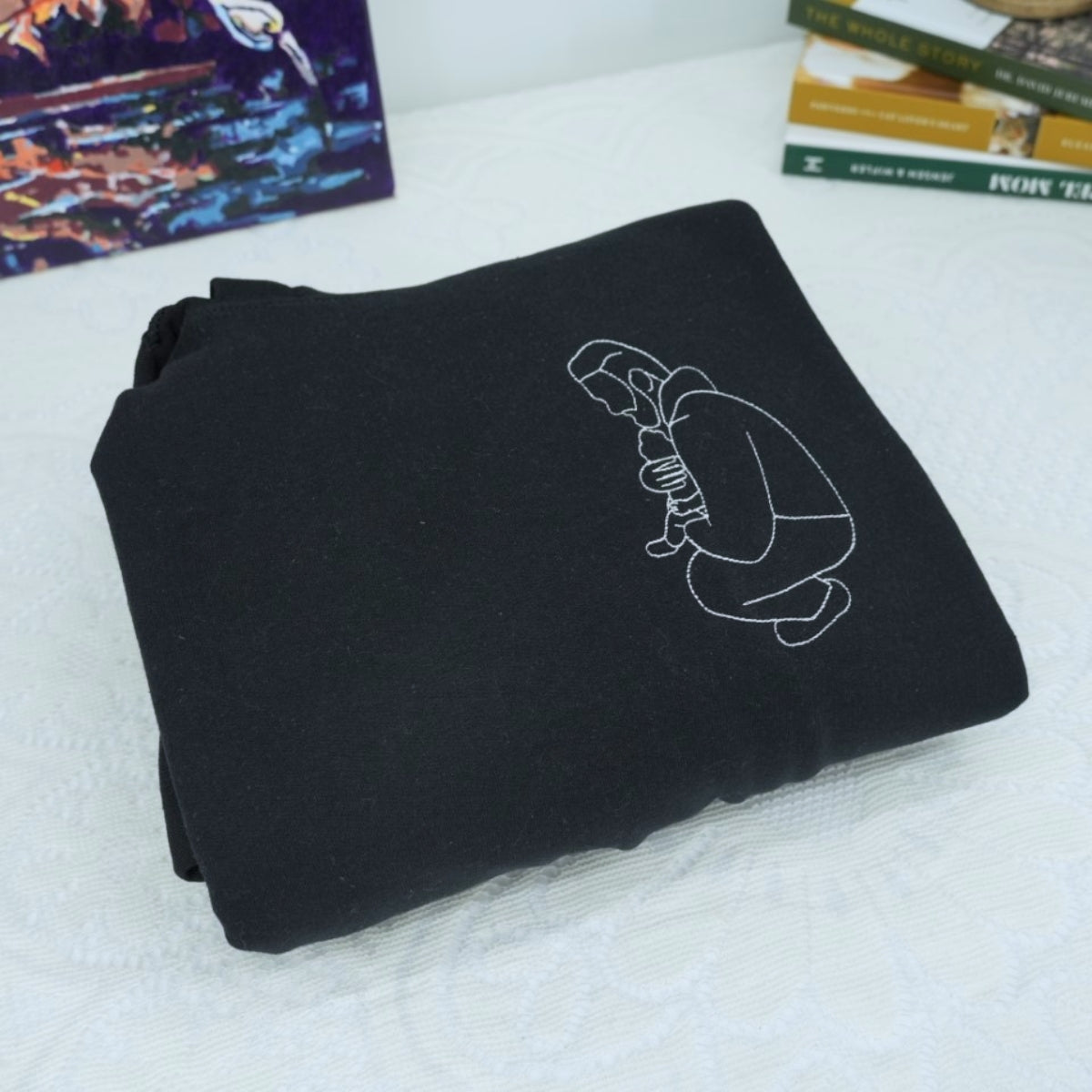 Individuell bestickte Engel- und Dämonenkatze-Kapuzenpullover für Paare