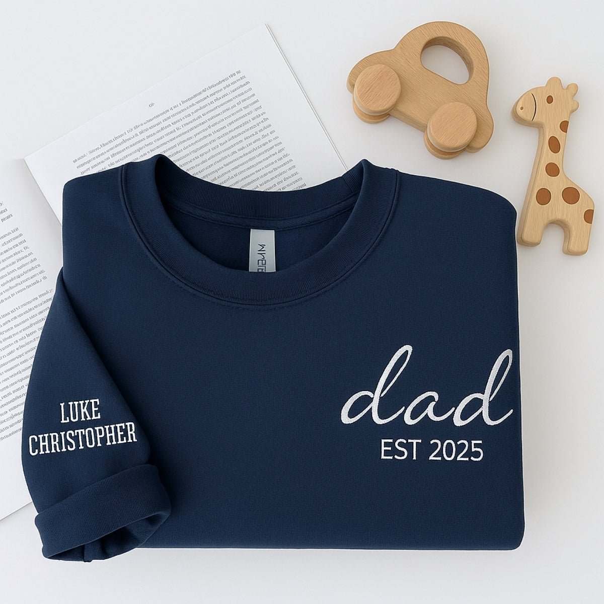 Custom Dad EST Sweatshirt - Personalized Children Names - Perfect New Father Gift