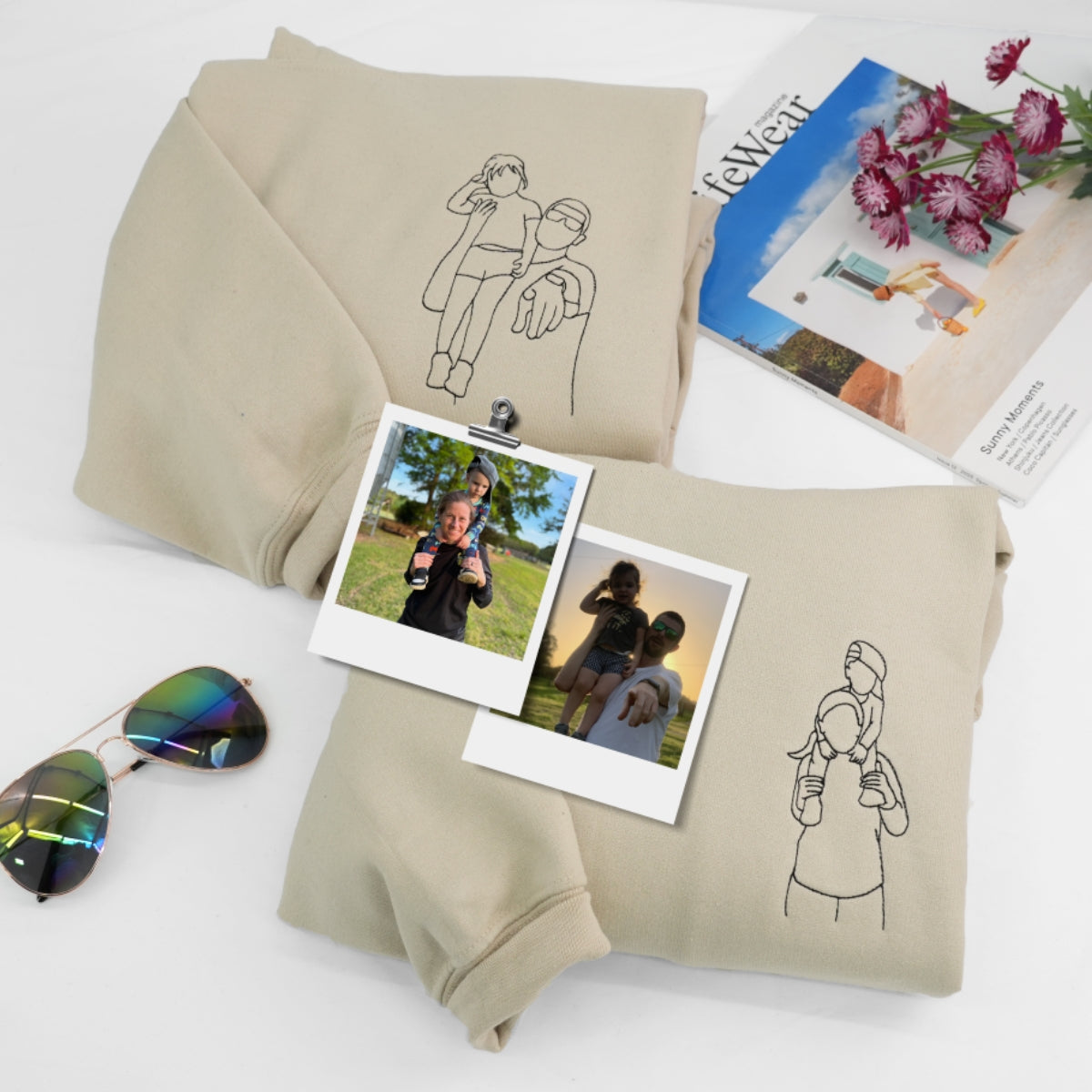 Individuell bestickte Engel- und Dämonenkatze-Kapuzenpullover für Paare