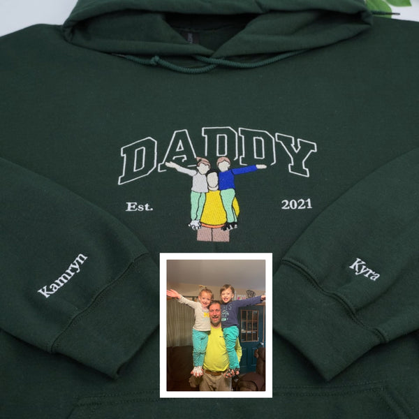 Custom Daddy Hoodies | Father Child Embroidered Gift