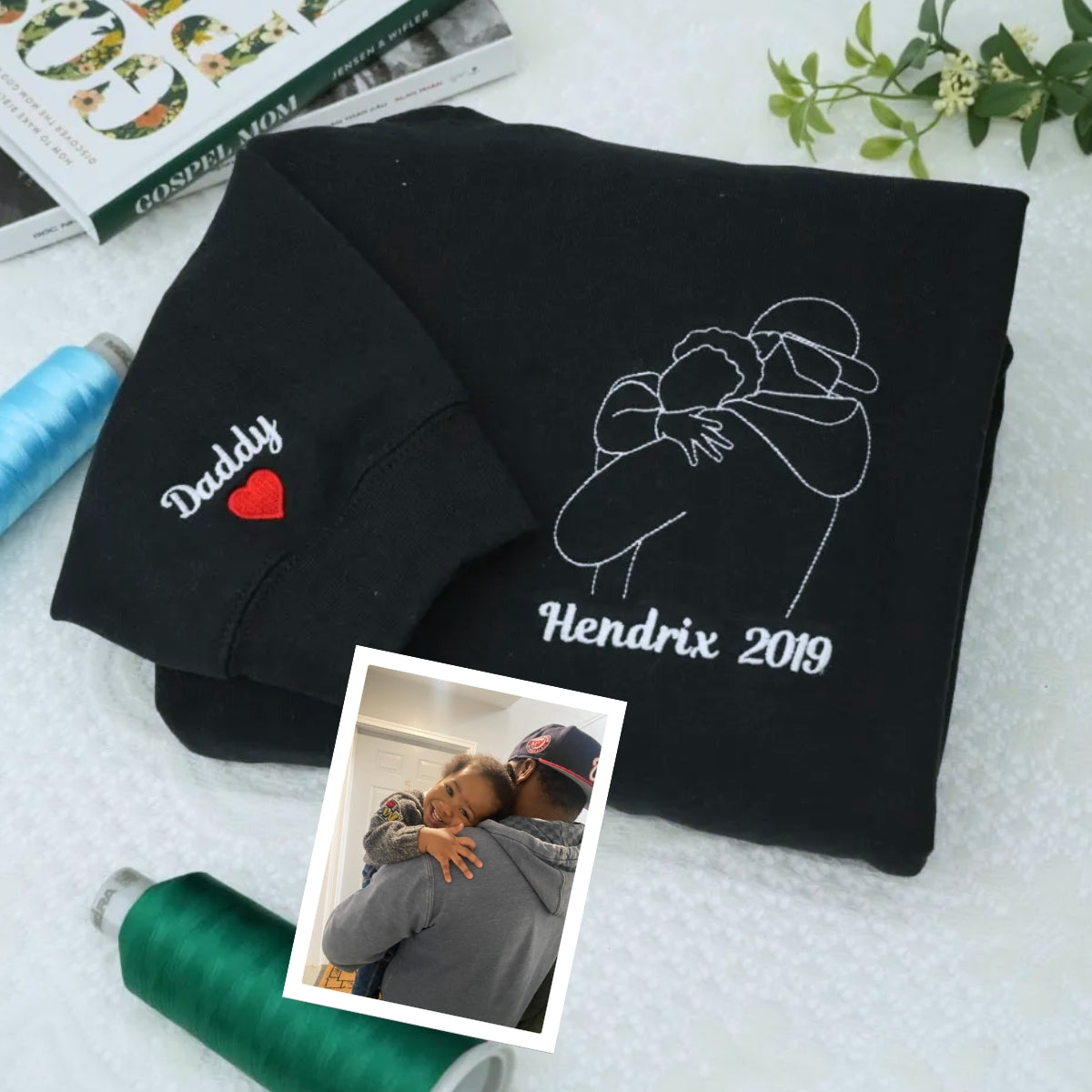 Individuell bestickte Engel- und Dämonenkatze-Kapuzenpullover für Paare