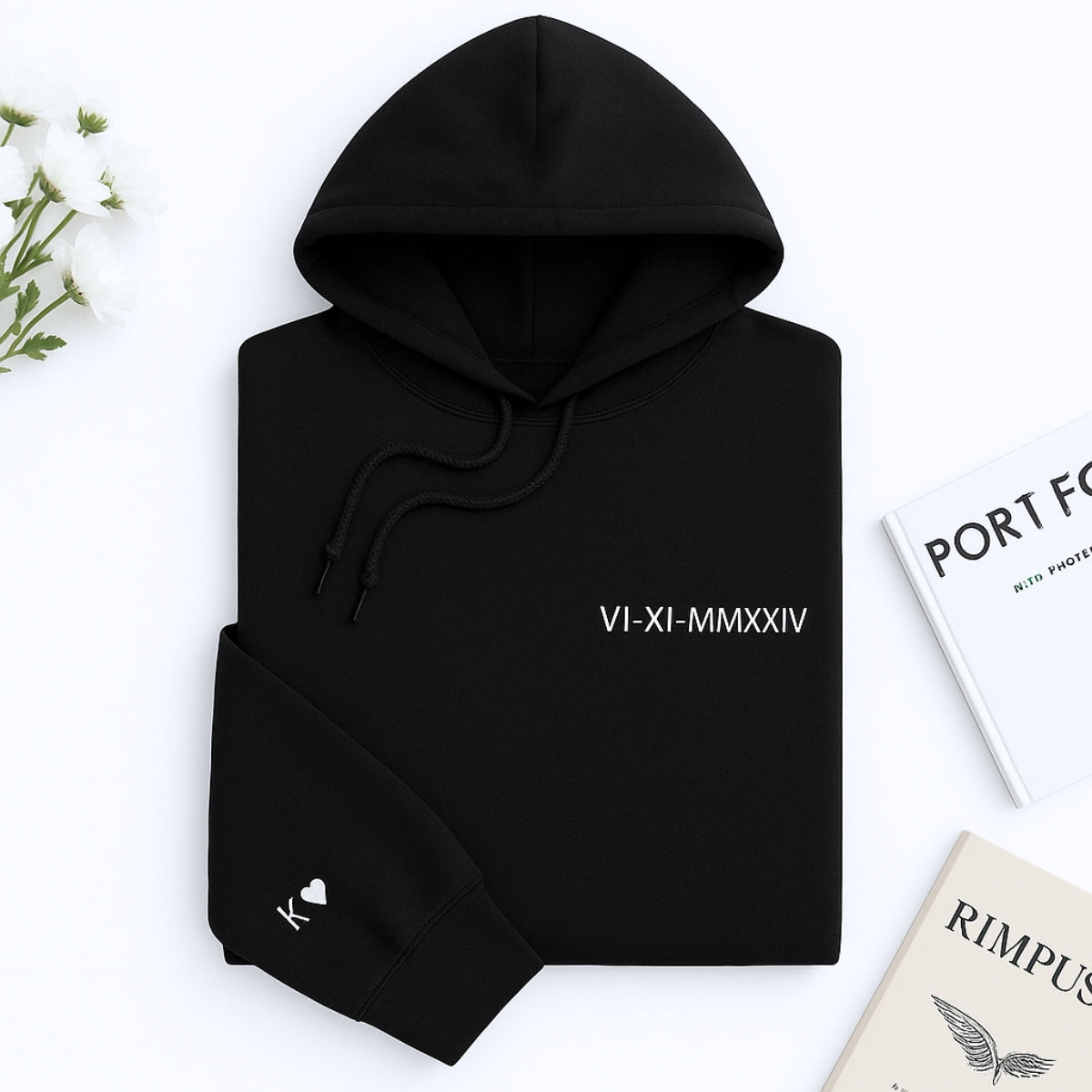 Custom Date Hoodies - Roman Numeral Couples Embroidered Hoodies - Personalized Anniversary Gift