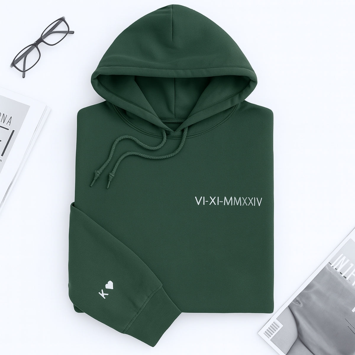 Custom Date Hoodies - Roman Numeral Couples Embroidered Hoodies - Personalized Anniversary Gift