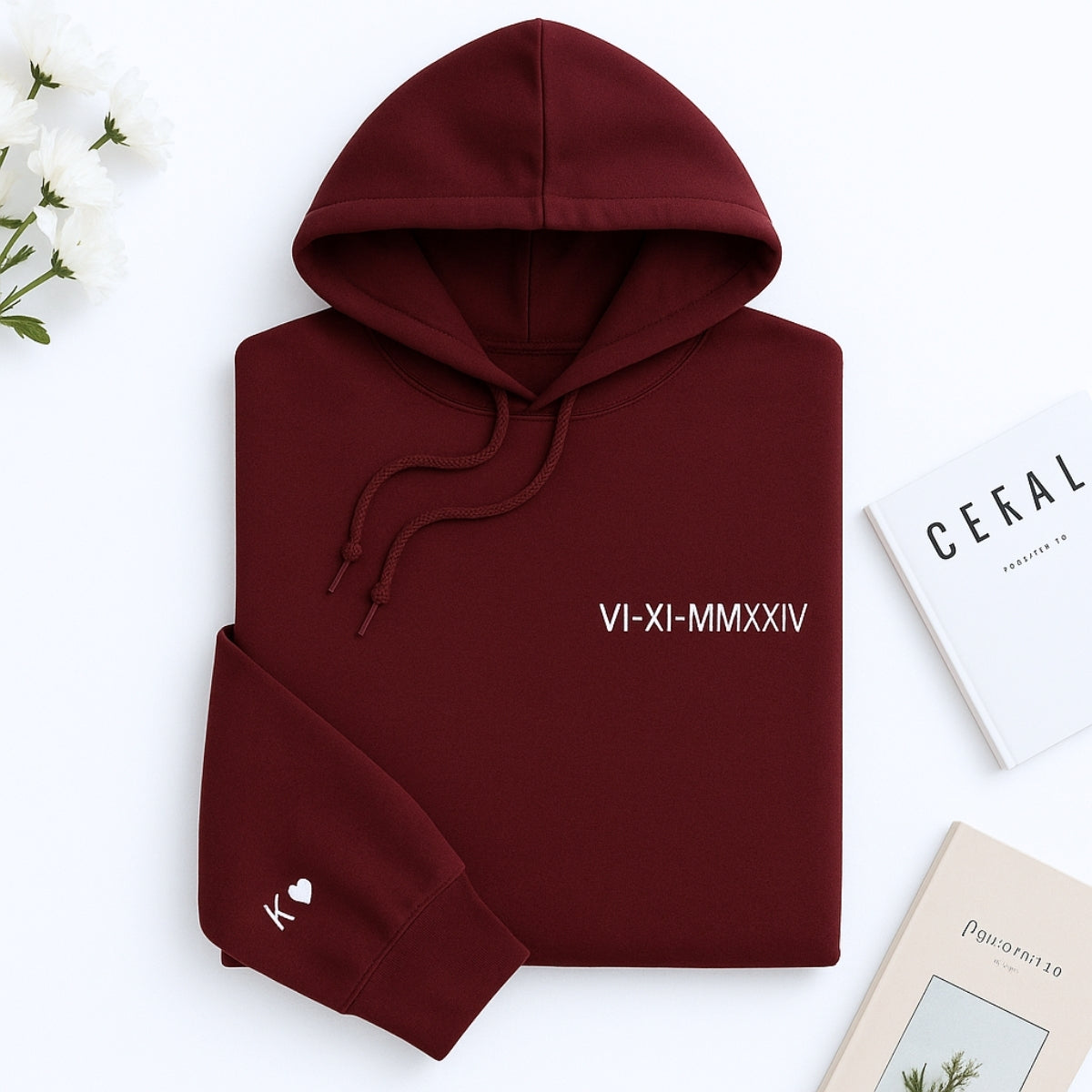Custom Date Hoodies - Roman Numeral Couples Embroidered Hoodies - Personalized Anniversary Gift