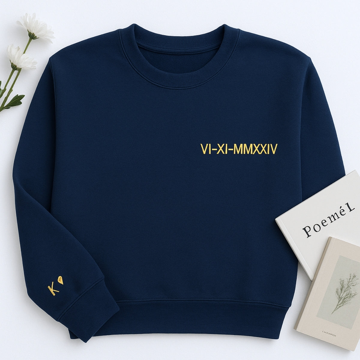 Custom Date Hoodies - Roman Numeral Couples Embroidered Hoodies - Personalized Anniversary Gift