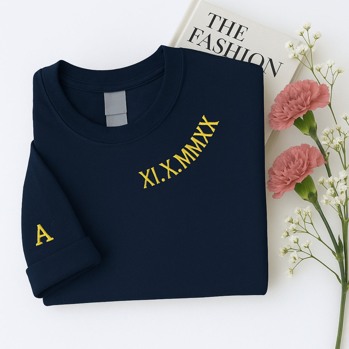 Custom Date Hoodies - Roman Numeral Pink Couples Embroidered Sweatshirts - Anniversary Gift