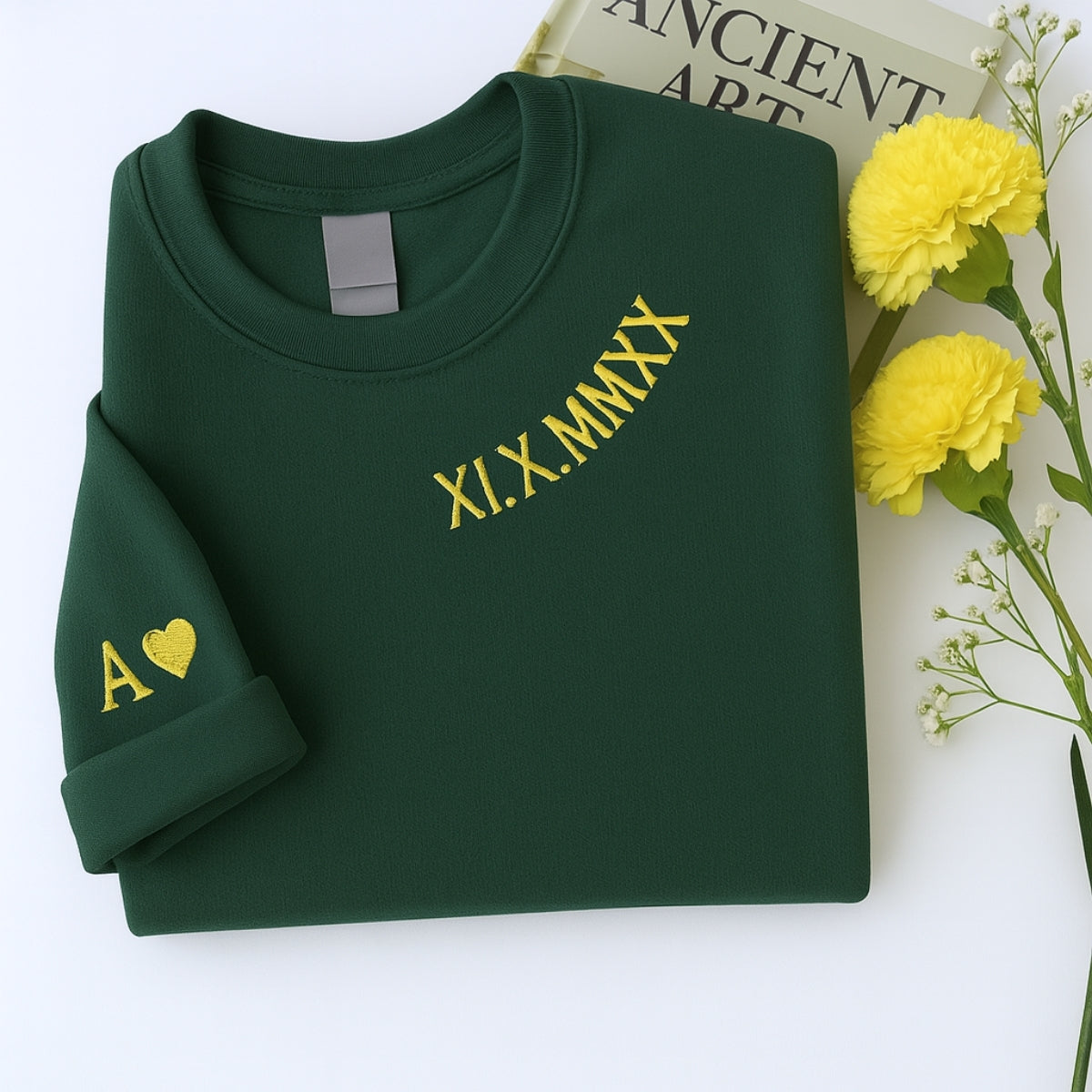 Custom Date Hoodies - Roman Numeral Pink Couples Embroidered Sweatshirts - Anniversary Gift