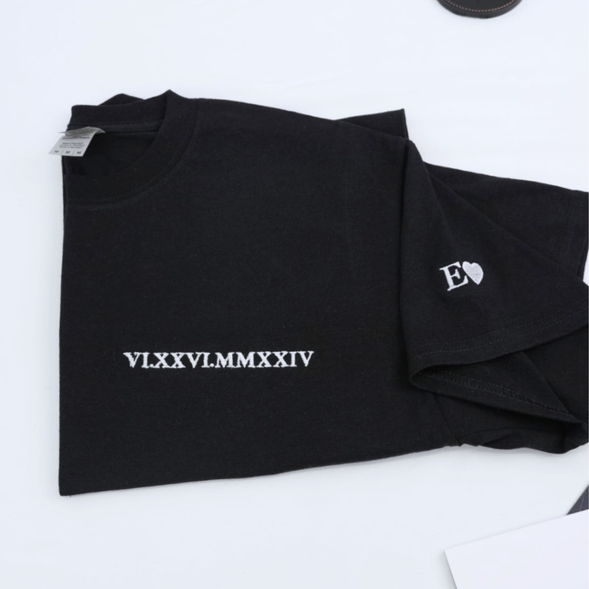 Custom Date Roman Numeral T-Shirt - Embroidered Anniversary Couple Shirt - Perfect Wedding Gift