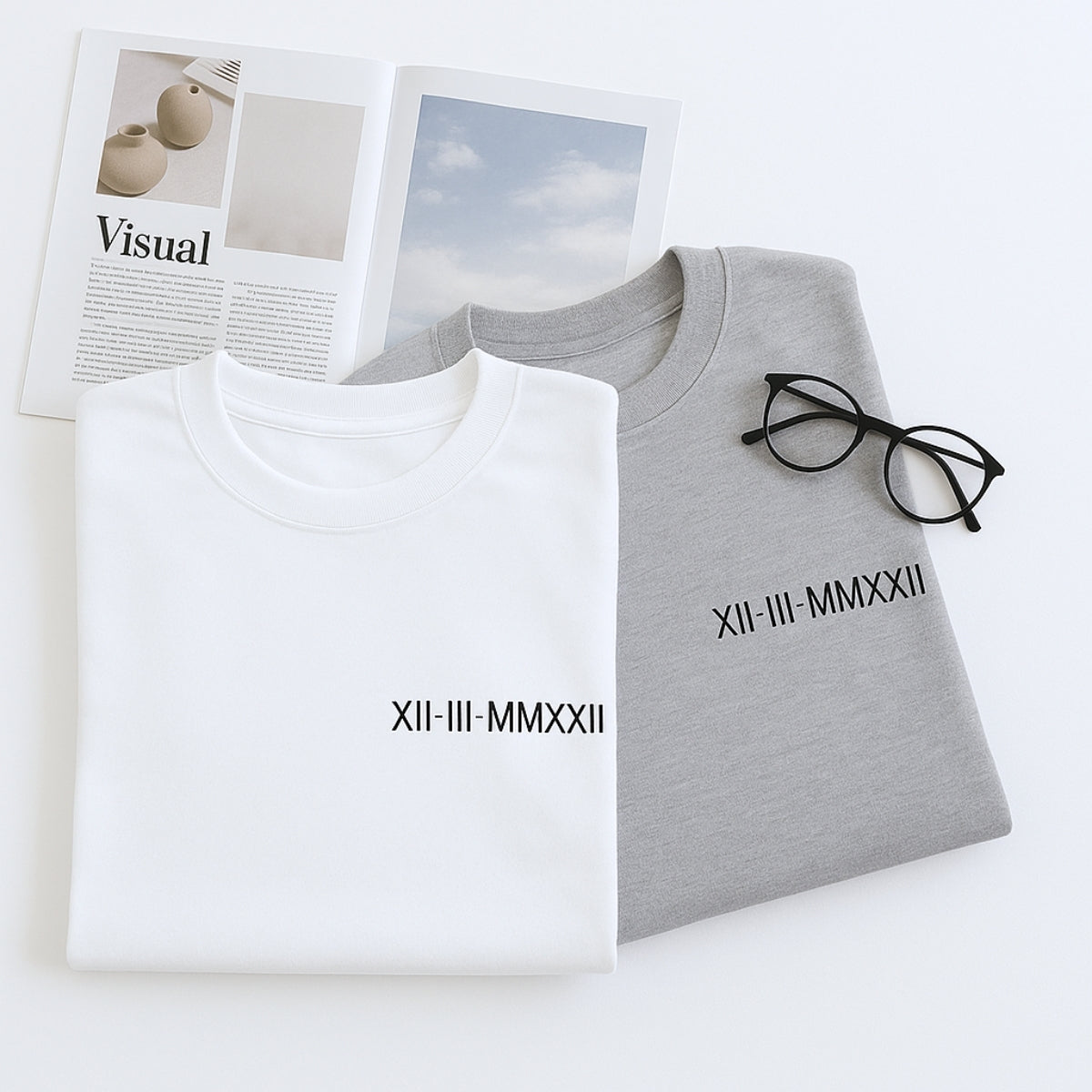 Custom Date Sweatshirts - Roman Numeral Anniversary Embroidered Set - Special Date Gift