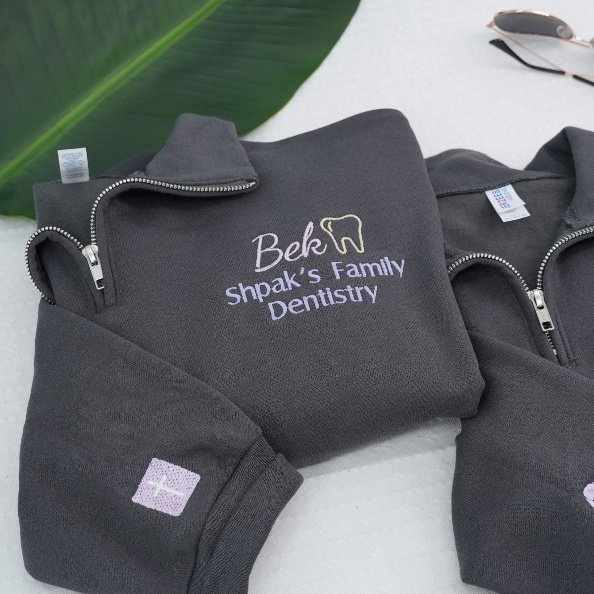 Custom Dental Practice Quarter-Zip - Dentist Office Embroidered Sweatshirt - Corporate Branding