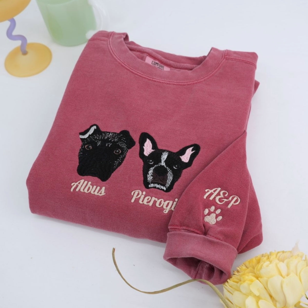 Individuell bestickte Engel- und Dämonenkatze-Kapuzenpullover für Paare
