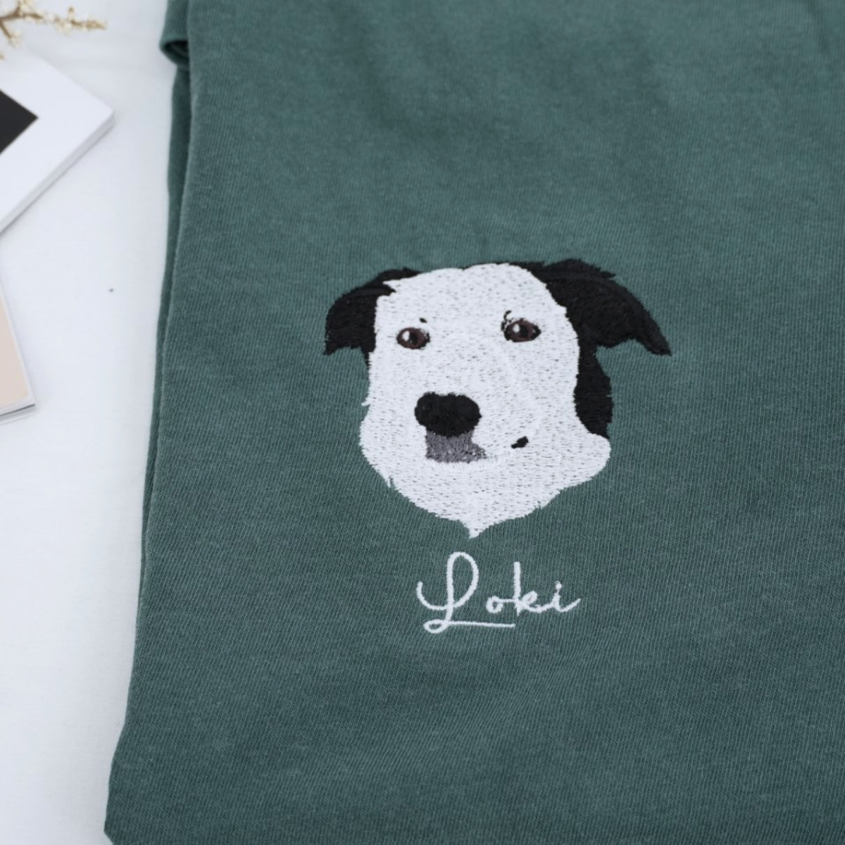 Custom Dog Portrait T-Shirts - Personalized Pet Face Embroidery with Name - Dog Lover Memorial Gift