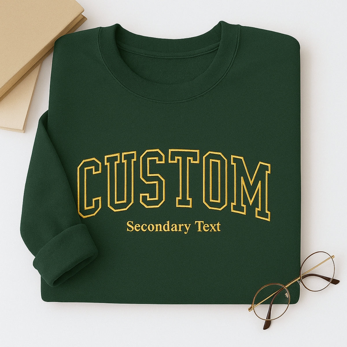 Custom Dual Text Sweatshirt - Personalized Varsity Style with Secondary Text - Corporate Team Gift