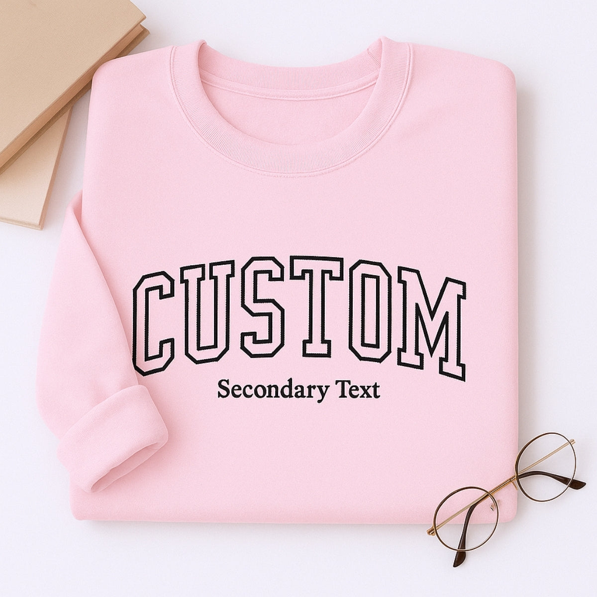 Custom Dual Text Sweatshirt - Personalized Varsity Style with Secondary Text - Corporate Team Gift