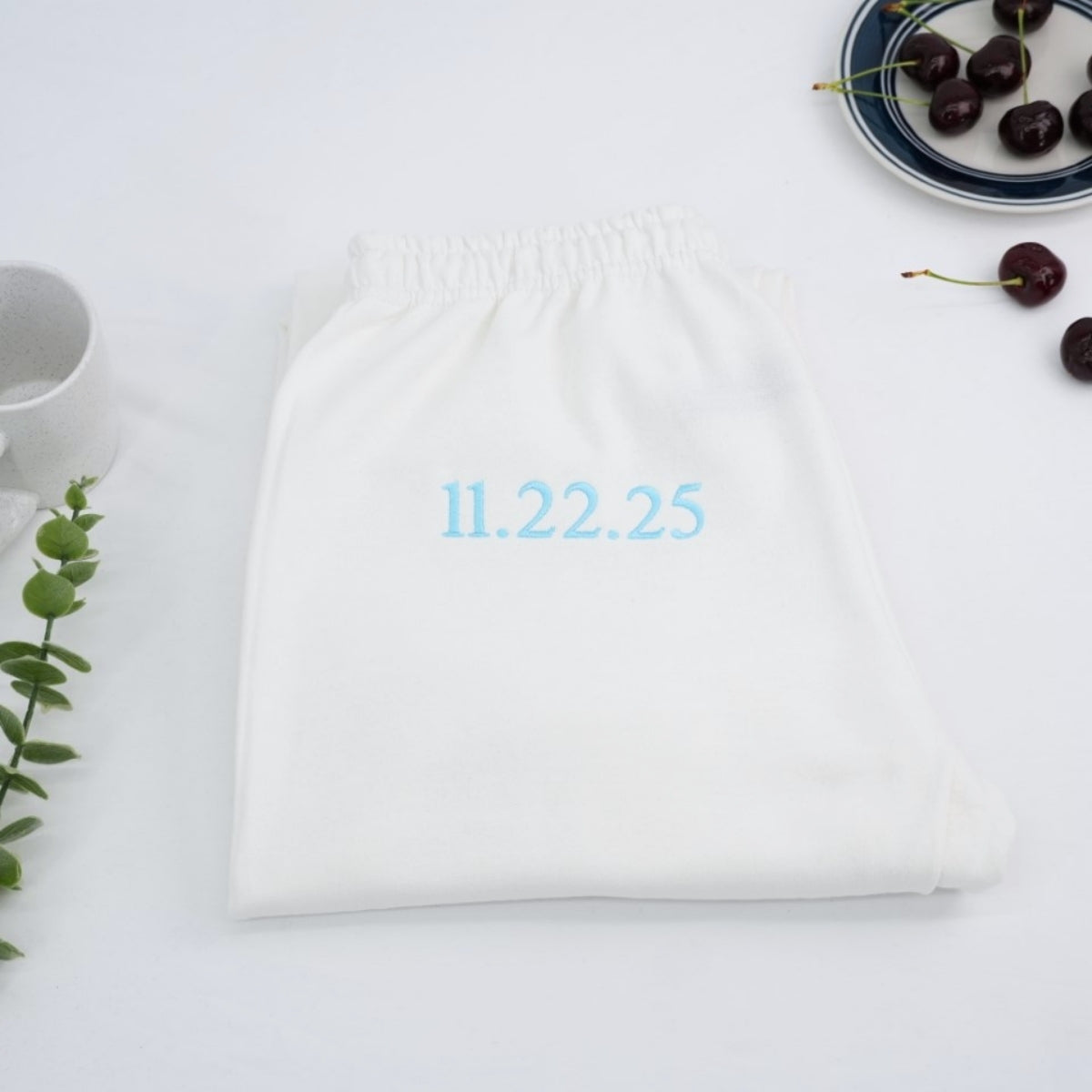 Custom EST Date Sweatpants - Anniversary Embroidered Couples Sweatpants - Relationship Milestone Gift