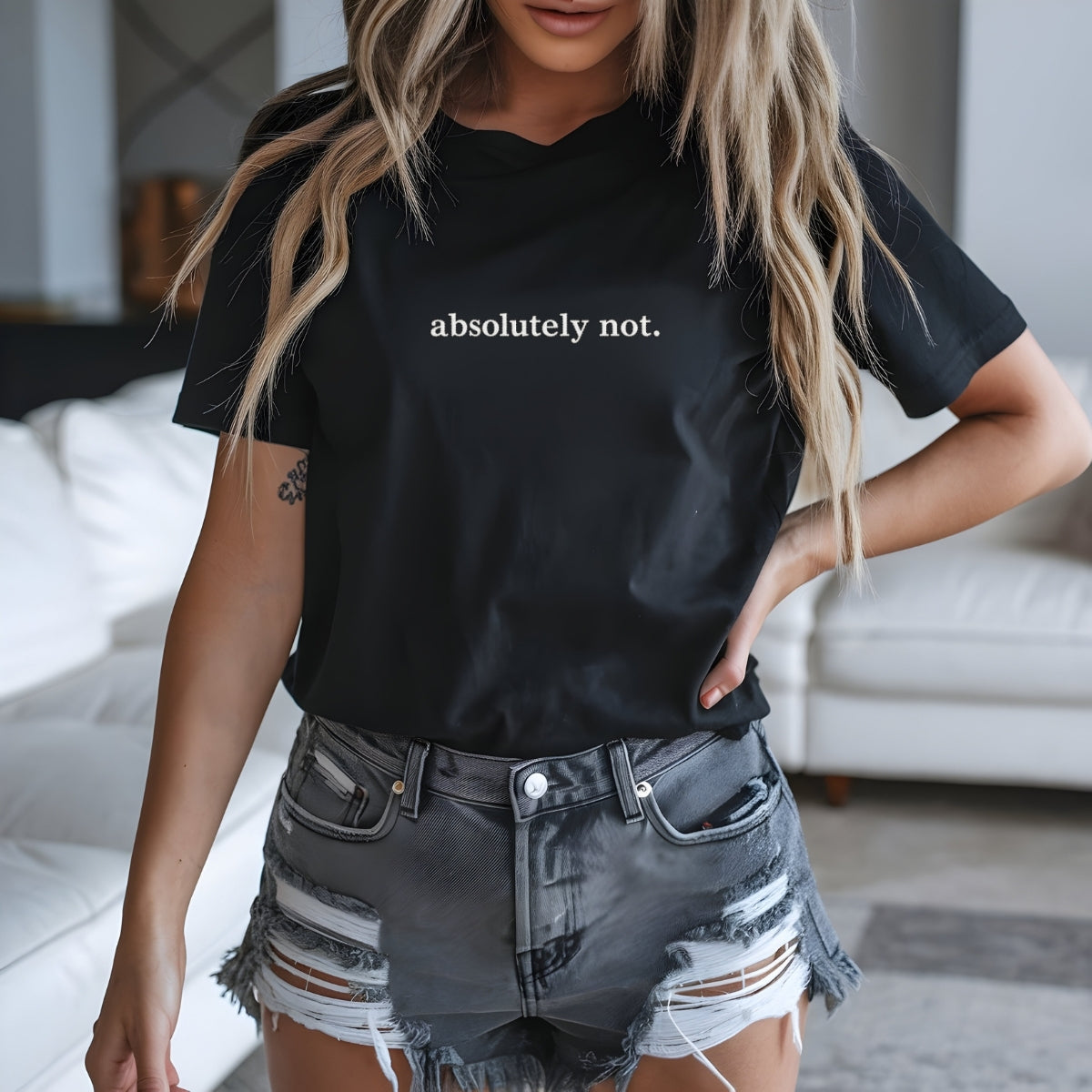 Custom Embroidered Absolutely Not T-Shirt | Funny Sarcastic Tee – Adult Humor Embroidered Gift