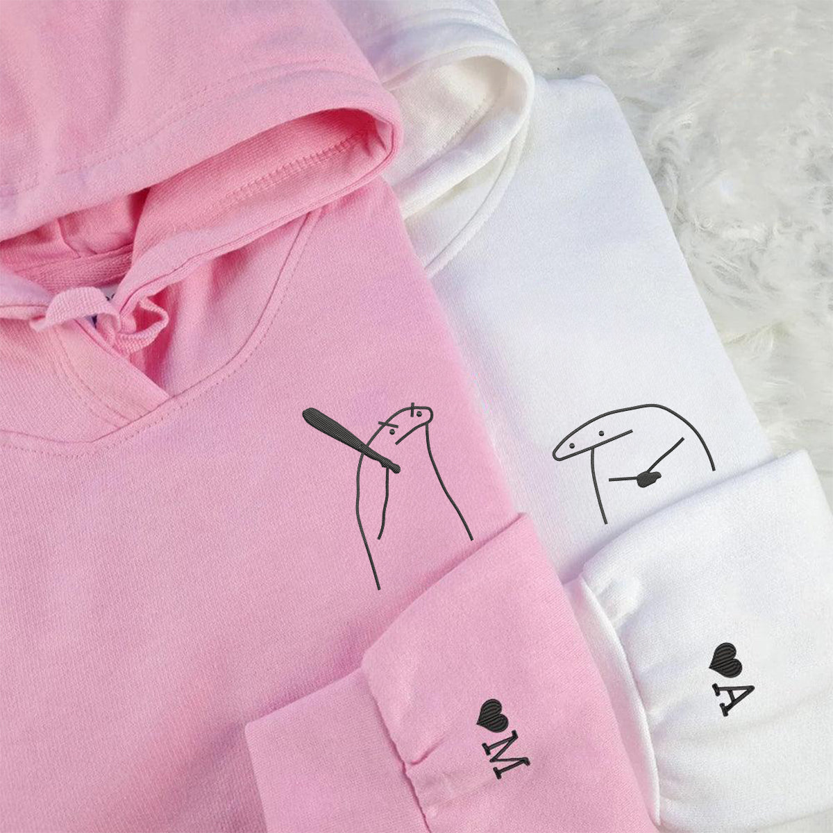 Individuell bestickte Angry Couple Passende Hoodies für Paare