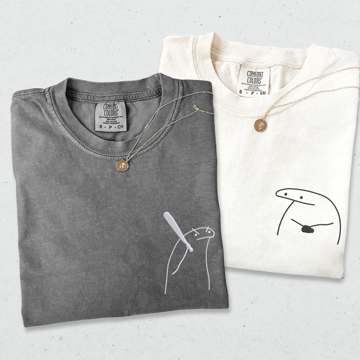 Custom Embroidered Angry Couple Matching T-shirts for Couples