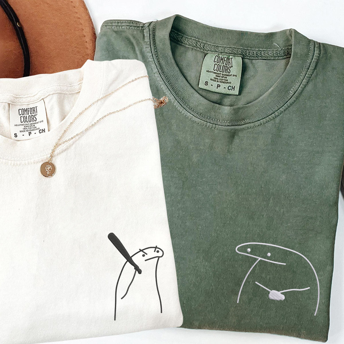 Custom Embroidered Angry Couple Matching T-shirts for Couples