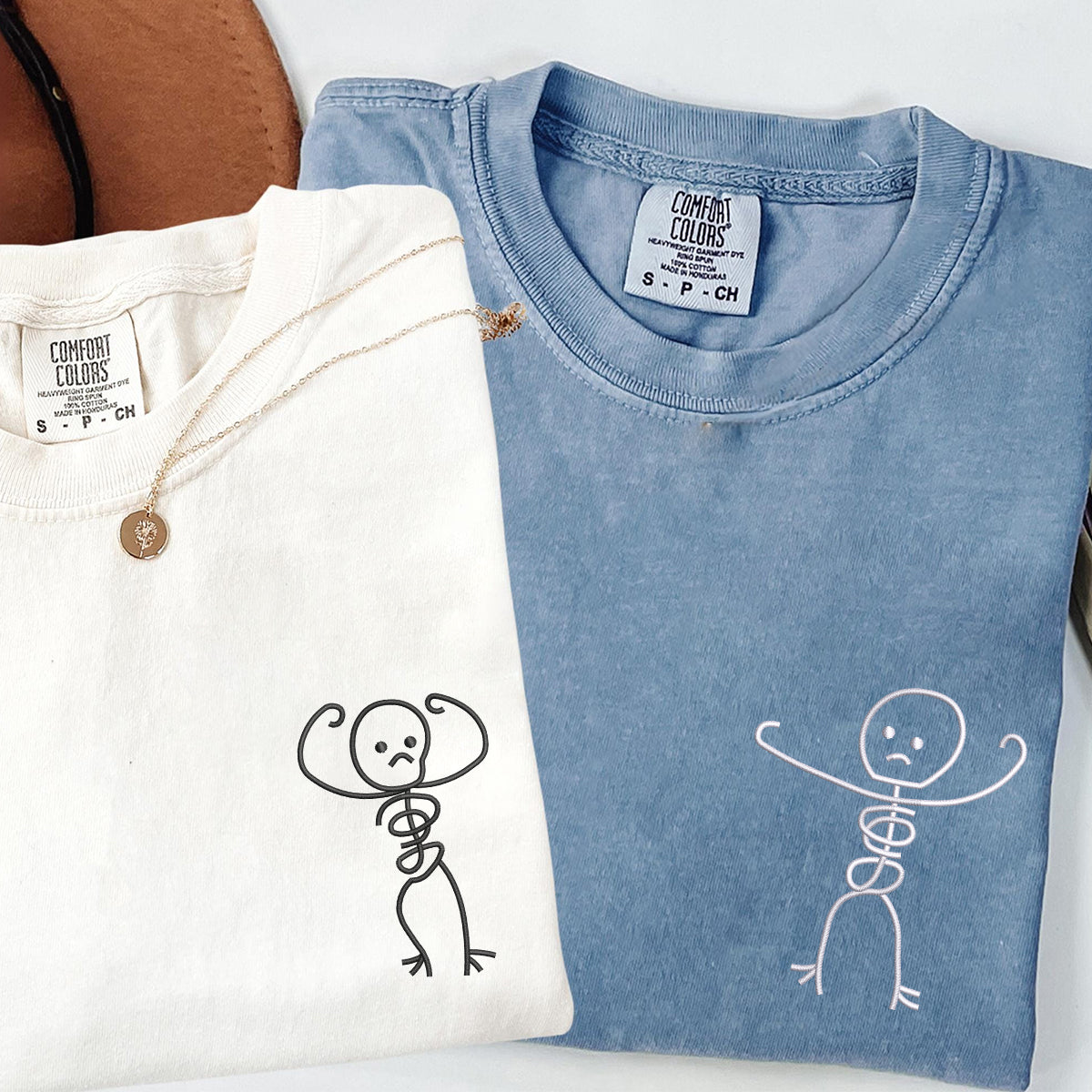 Custom Embroidered Angry Skeleton Matching T-shirts for Couples