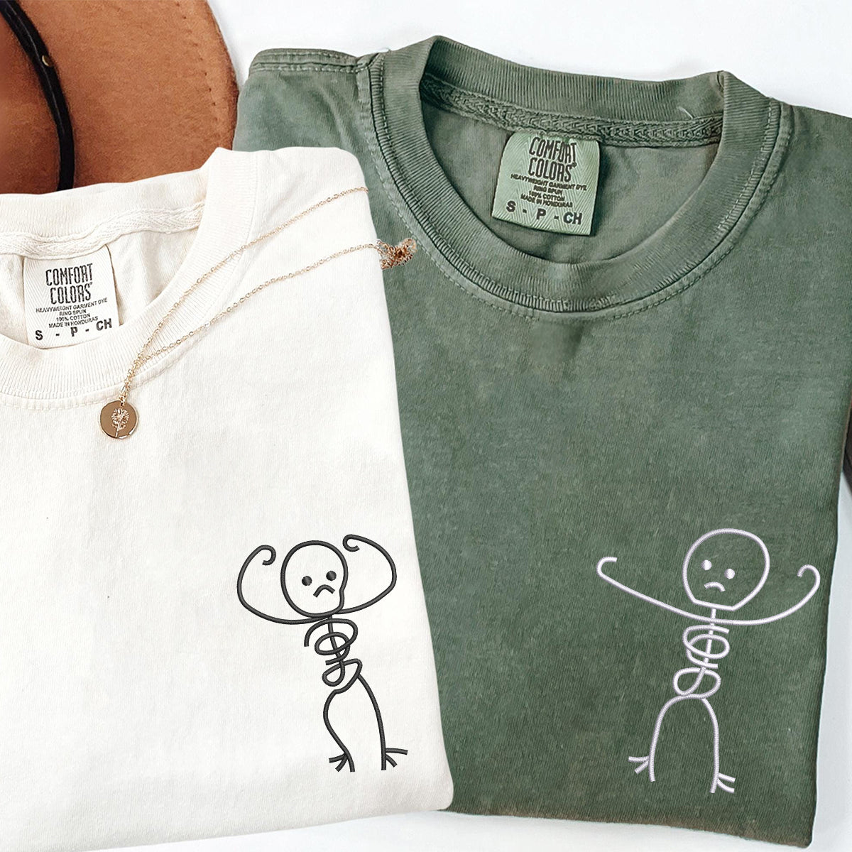 Custom Embroidered Angry Skeleton Matching T-shirts for Couples