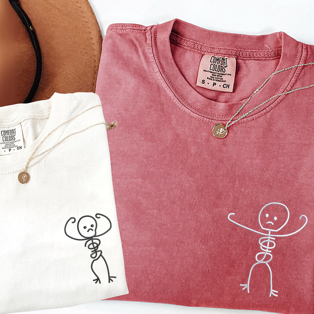 Custom Embroidered Angry Skeleton Matching T-shirts for Couples