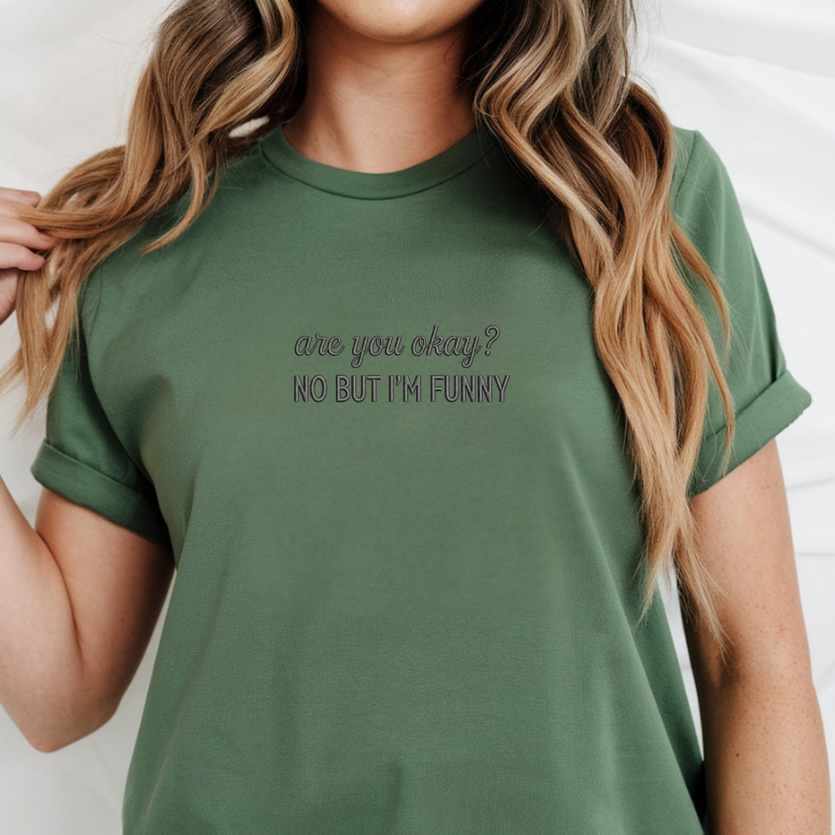 Custom Embroidered Are You OK? No, But I’m Funny T-Shirt | ADHD & Autism Support Tee