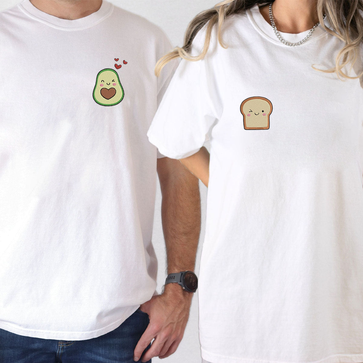 Benutzerdefinierte bestickte Avocado-Toast-T-Shirts für Paare