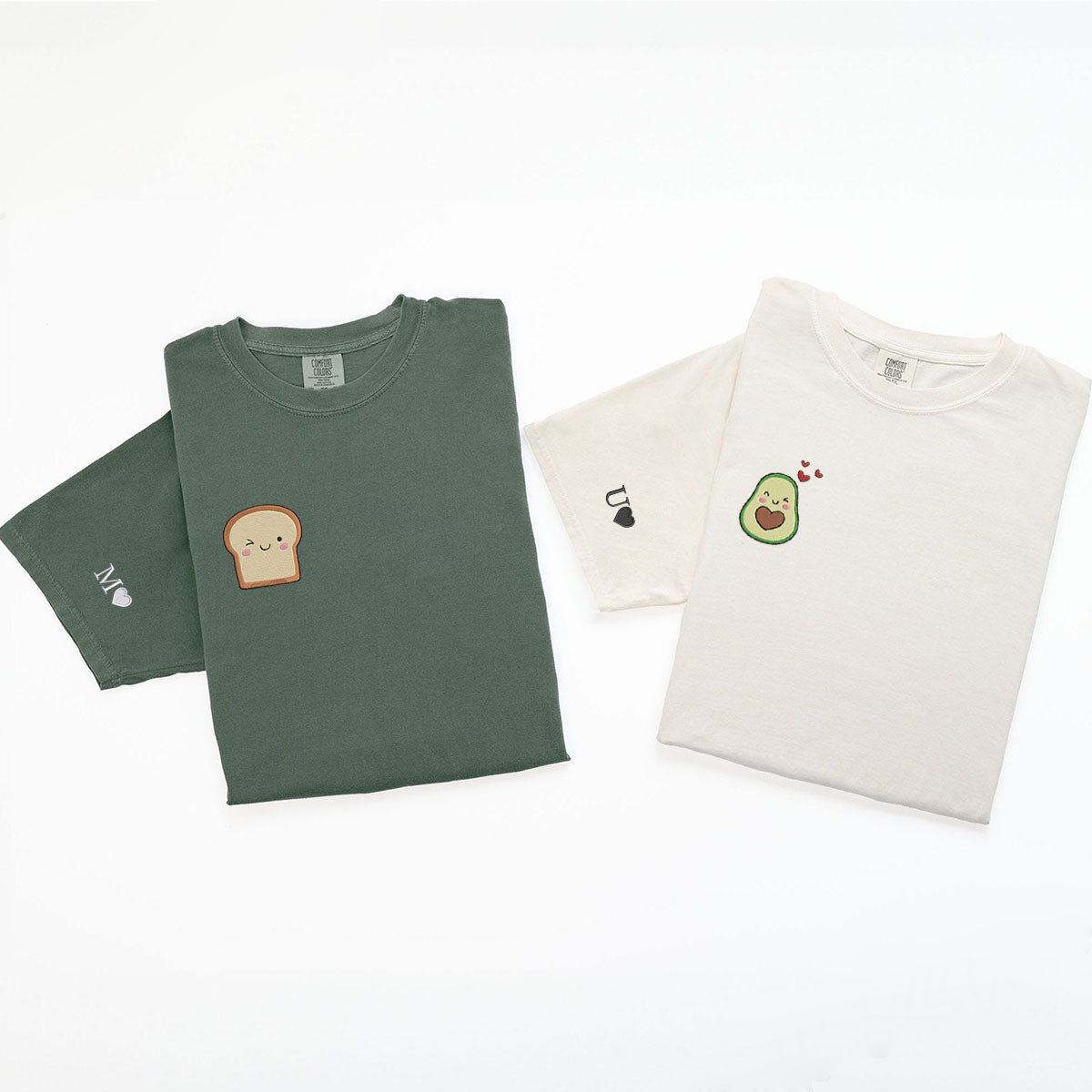 Benutzerdefinierte bestickte Avocado-Toast-T-Shirts für Paare