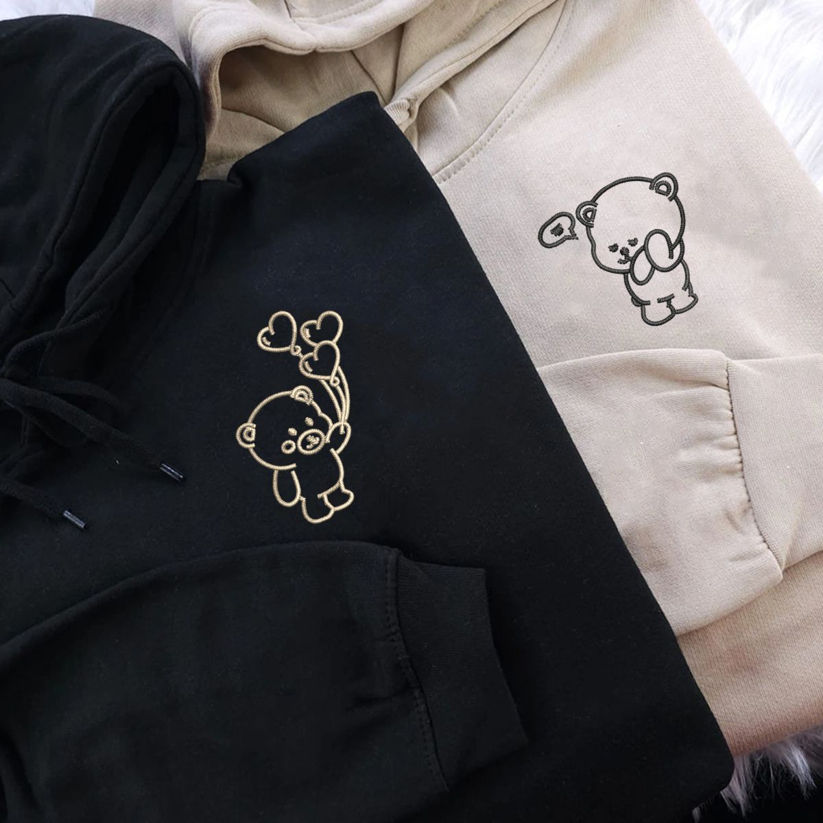 Individuell bestickte Bärenliebe-Kapuzenpullover für Paare