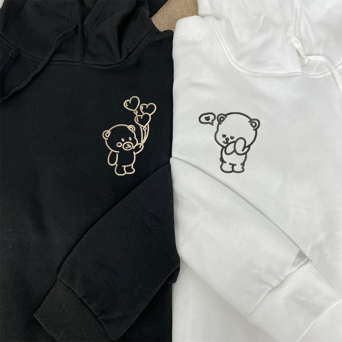 Individuell bestickte Bärenliebe-Kapuzenpullover für Paare