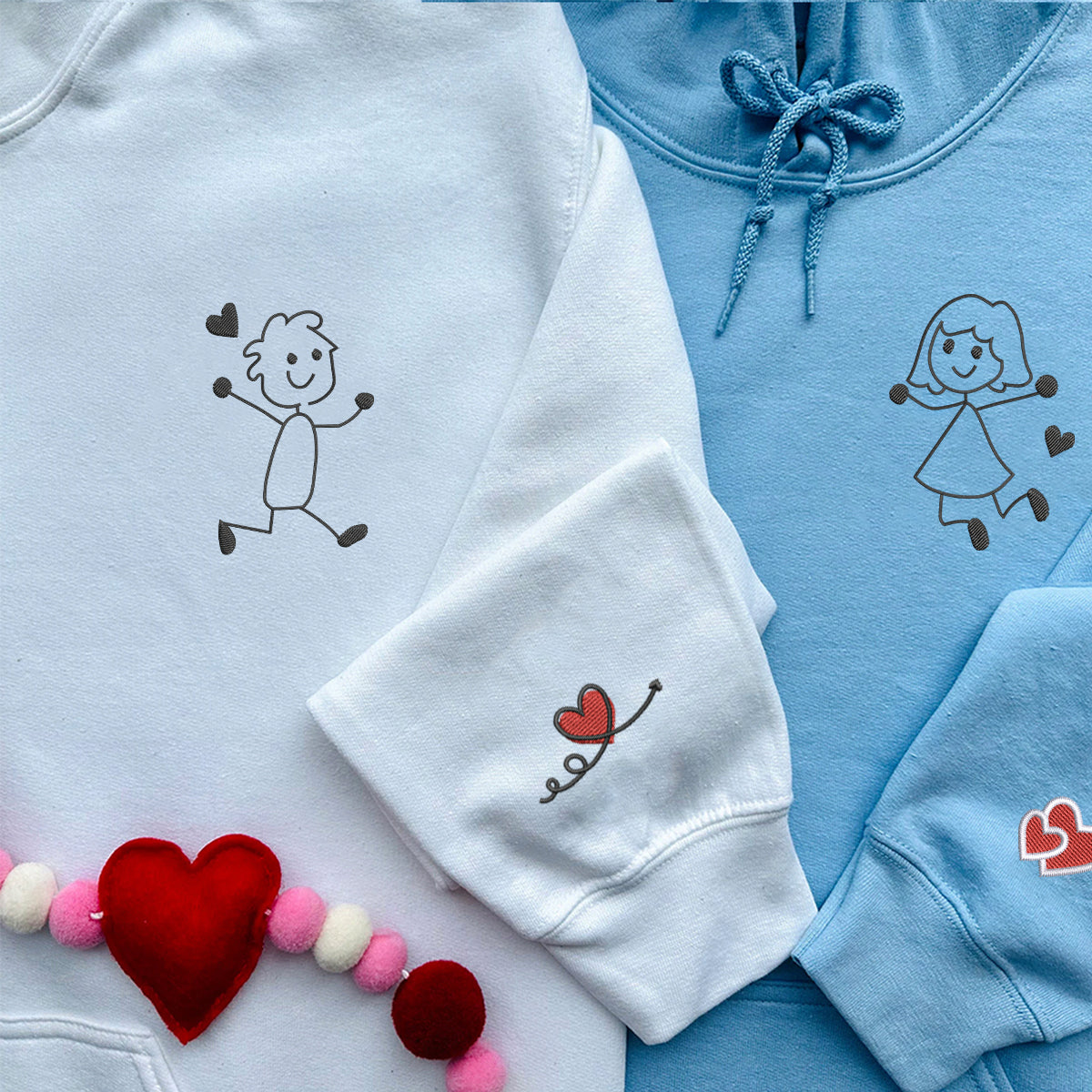 Sweats à capuche personnalisés brodés « Mieux ensemble » pour couples