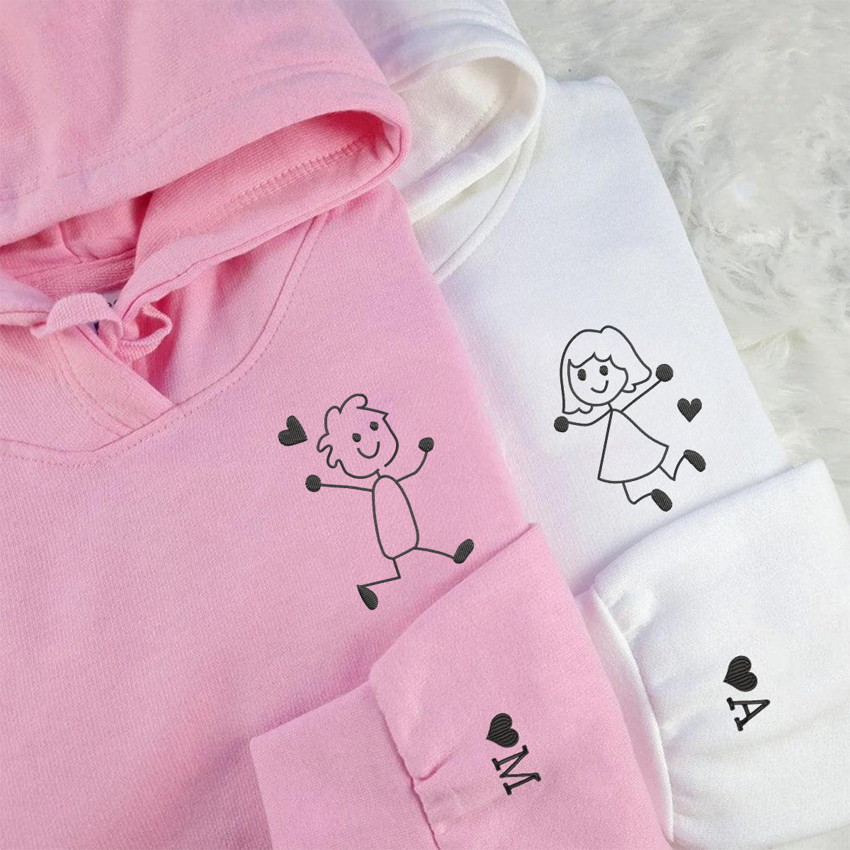 Sweats à capuche personnalisés brodés « Mieux ensemble » pour couples