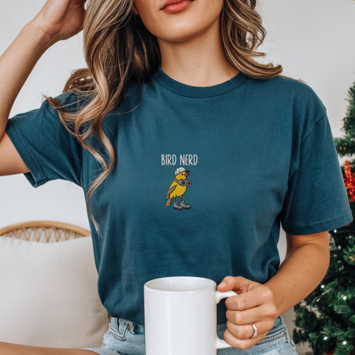 Custom Embroidered Bird Nerd T-Shirt | Funny Bird Watcher Tee – Cute Nature & Backyard Bird Lover Gift
