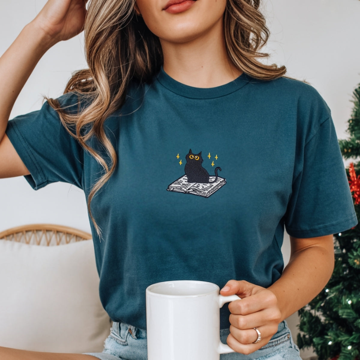 Individuell bestickte Engel- und Dämonenkatze-Kapuzenpullover für Paare